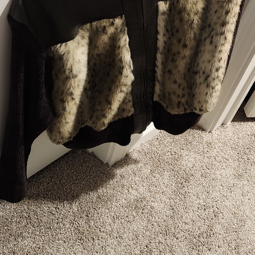 Lisa International Plush Zip Jacket in Dark brown and tan